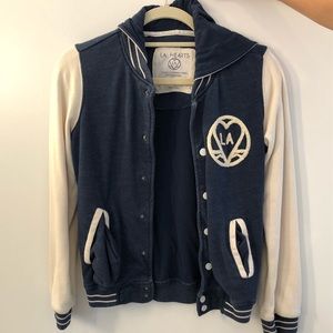 LA Hearts Letterman Jacket NAVY/WHITE